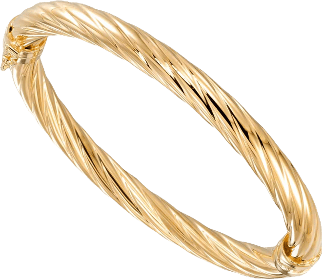 Rope Textured Bangle in 18k Yellow Gold Over Sterling Silver