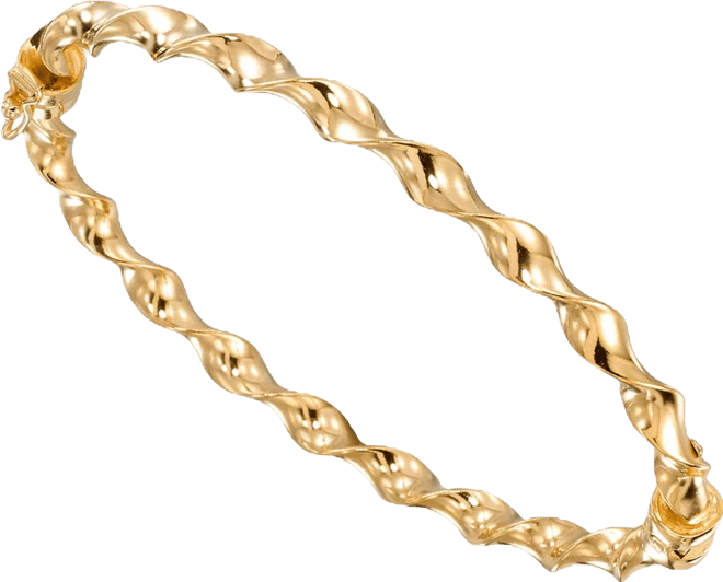 High Polished Twisted Bangle in 18k Yellow Gold Over Sterling Silver
