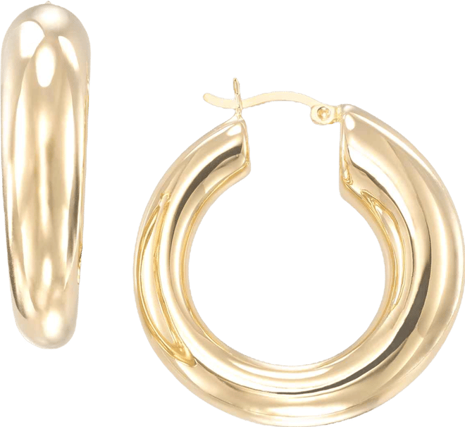 High Polished Donut Hoop Earrings in 18k Yellow Gold Over Sterling Silver