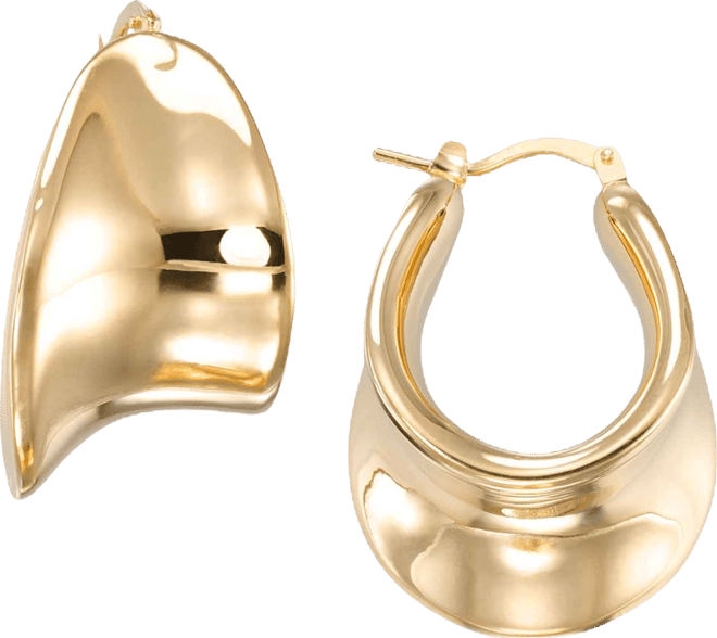 High Polished Concave Round Hoop Earrings in 18k Yellow Gold Over Sterling Silver