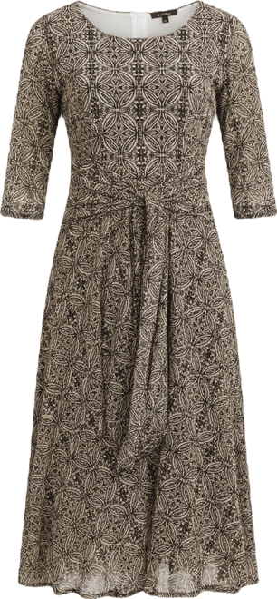 Women's Printed Tie-Waist Midi Dress