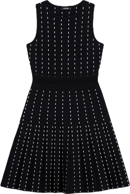 Women's Pinstripe Pleated Sweater Dress