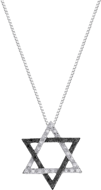 White and Black Diamond Star of David Pendant Necklace (1/6 ct. t.w.) in Sterling Silver