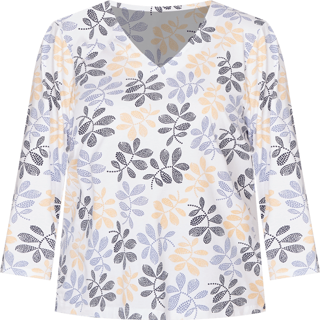 Plus Size Printed Stretch Jersey V-Neck Top