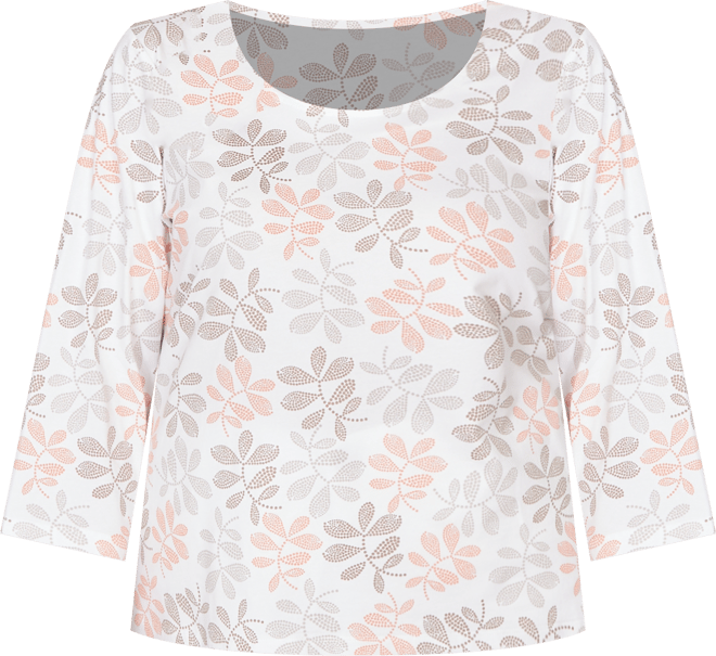 Plus Size Printed Stretch Jersey Scoop Neck Top