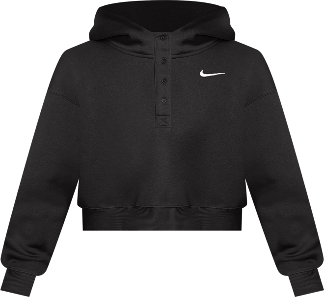 Nike Sportswear Phoenix Fleece Sudadera con gorro de cuello Henley oversized cropped para mujer (talla grande)