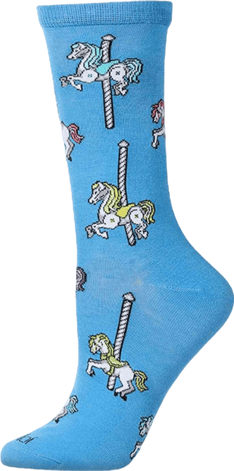 Women's Carousel-Themed Rayon Blend Novelty Crew Sock