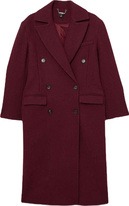 Women's Wool Double Breasted Tailored Midi Coat