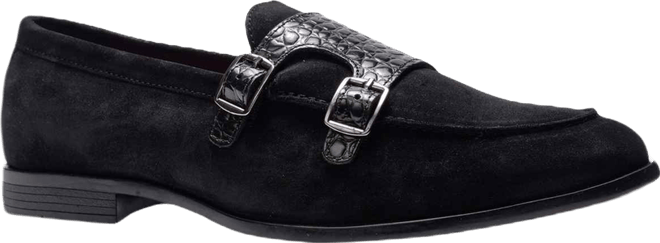 Men's Twin Buckle Strap Round-Toe Loafers
