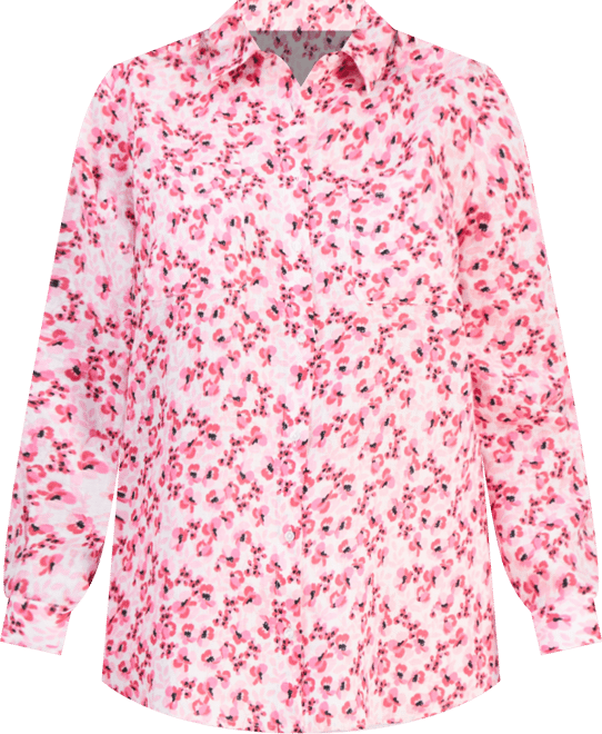 Plus Size Linen Poppy Floral Button-Front Shirt, Macy's Exclusive