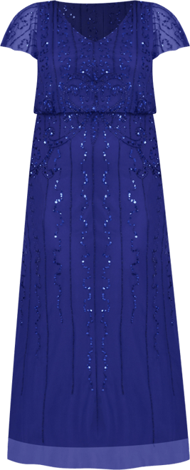 Plus Size Beaded V-Neck Maxi Dress