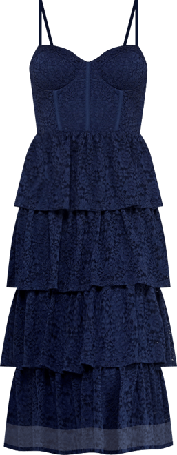 Juniors' Layered Sweetheart Neck Midi Dress