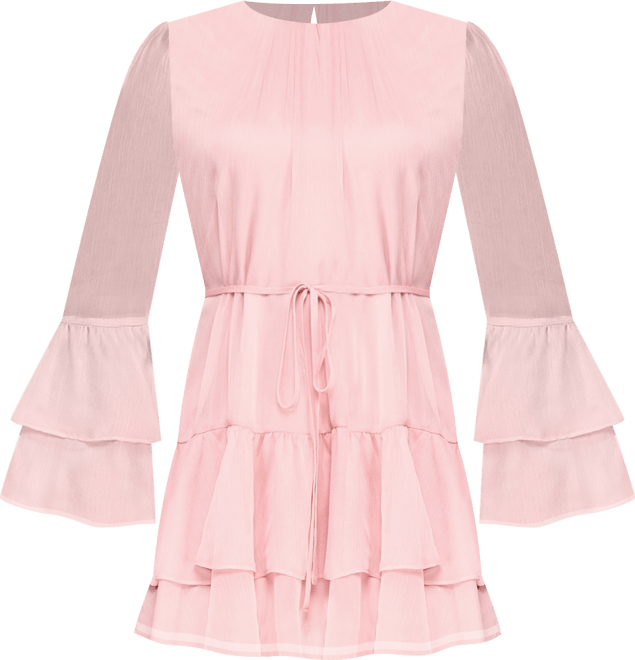 Juniors' Crewneck Layered Ruffle Mini Dress