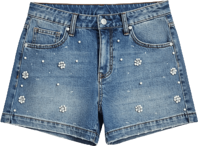 Women's Faux-Pearl Embellished Jean Shorts, Macy's Exclusive
