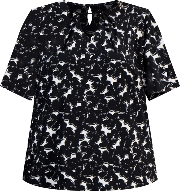 Plus Size Printed Short-Sleeve Keyhole Top