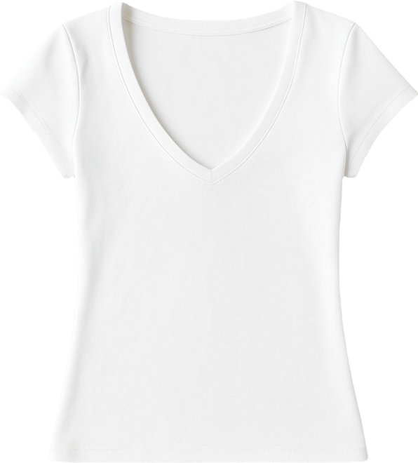 Juniors' V-Neck Cap-Sleeve Cotton T-Shirt