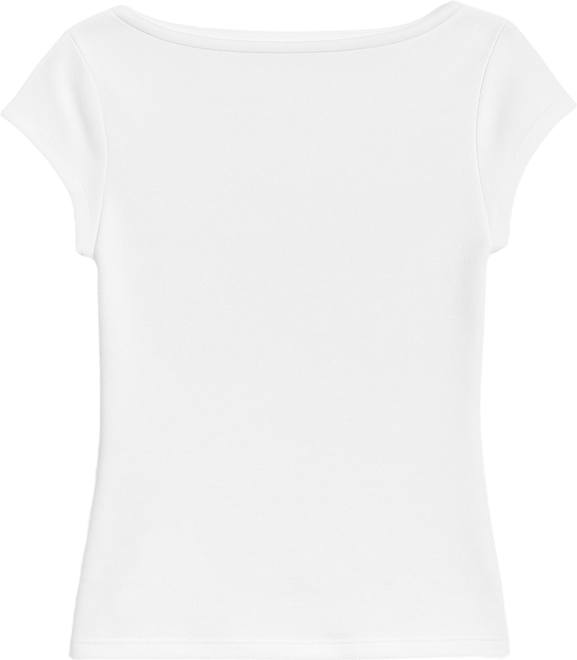 Juniors' Boat-Neck Cap-Sleeve Cotton T-Shirt