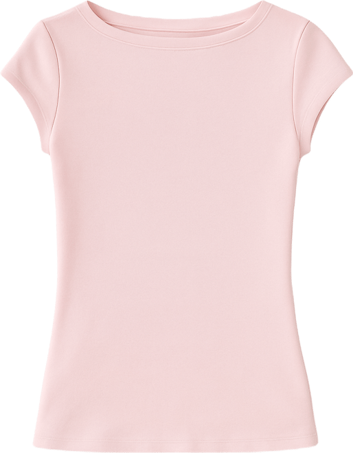 Juniors' Boat-Neck Cap-Sleeve Cotton T-Shirt