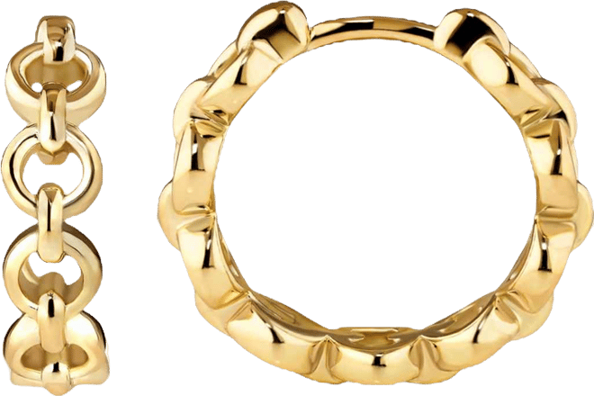 Cable Link Hoop Earrings in Gold Plated Sterling Silver