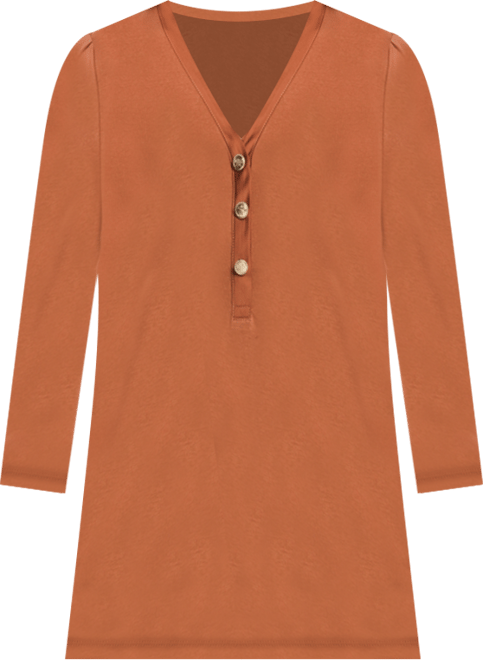 Petite 3/4 Puff Sleeve V-Neck Top