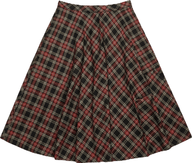 Women's Retro Cheer Plaid Midi Skirt
