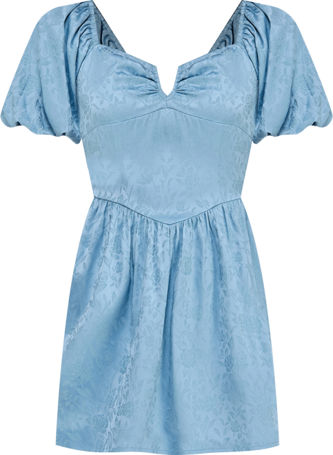 Juniors' V-Neck Puff-Sleeve Dress