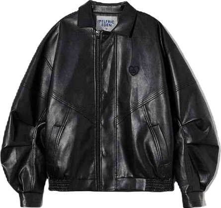 Women's Zip Up Ruched Leather Jacket