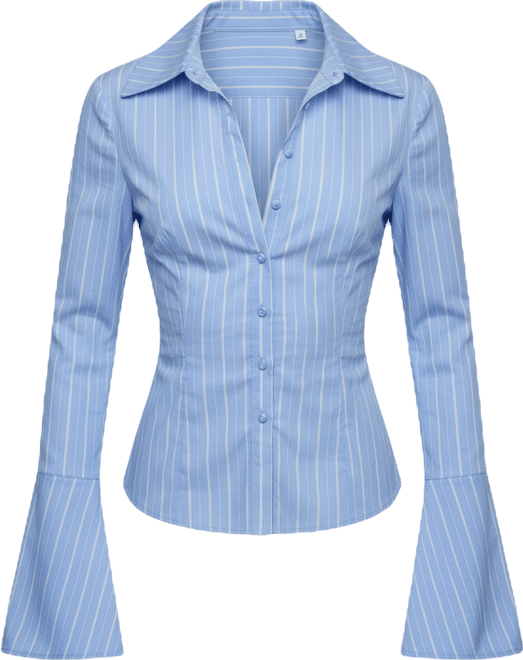 Women's Pinstripe Tailored Button Up Shirt