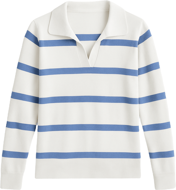 Petite Striped Johnny Collar Sweater, Macy's Exclusive