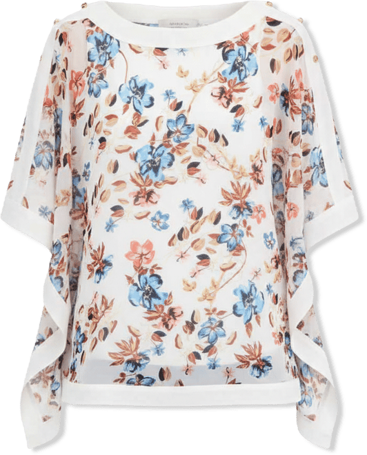 Women's Printed 3/4-Sleeve Boat-Neck Poncho, Macy's Exclusive