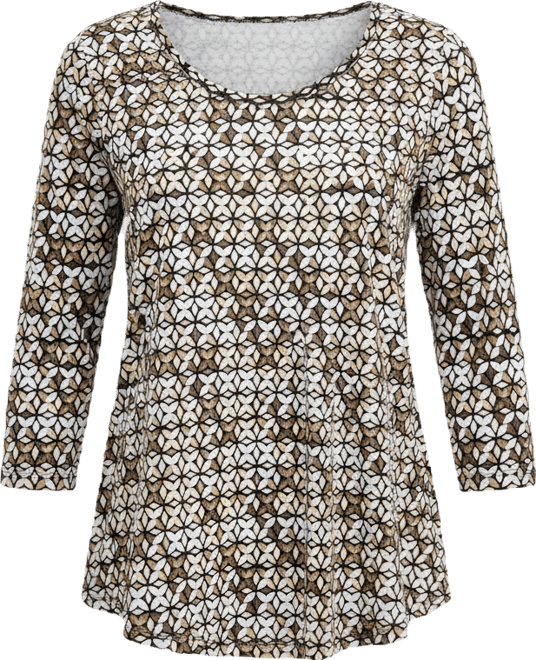 Women's Printed Scoop-Neck 3/4-Sleeve Top, Macy's Exclusive
