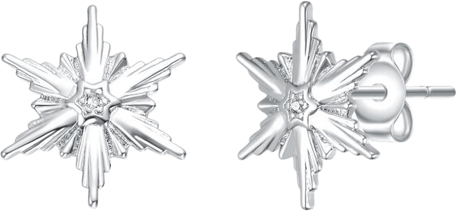 Teens White Gold Plated Cubic Zirconia Starburst Earring