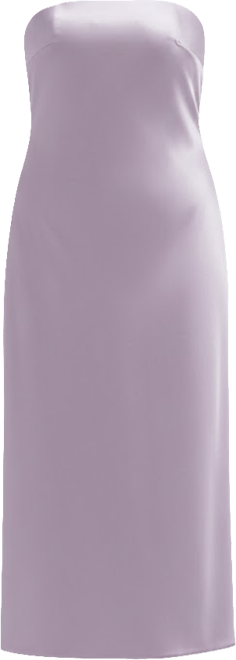 Strapless Midi Bias Column Dress with Peek-a-Boo Corset Back