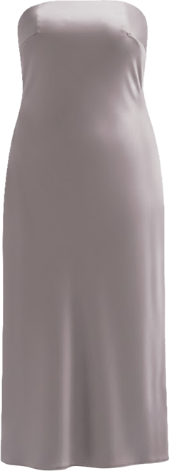 Strapless Midi Bias Column Dress with Peek-a-Boo Corset Back