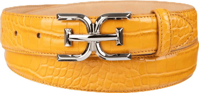 Women's Double-e Plaque Buckle Exotic Print Belt