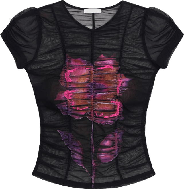Women's Flower tulle T-shirt