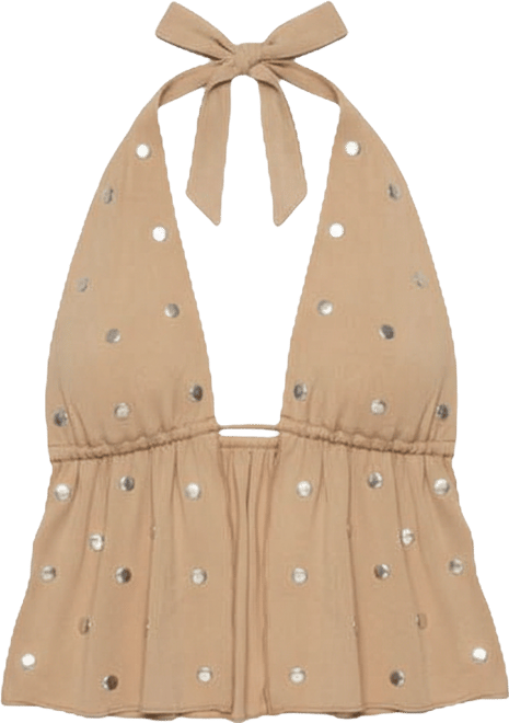 Women's Studded Backless Split Front Top