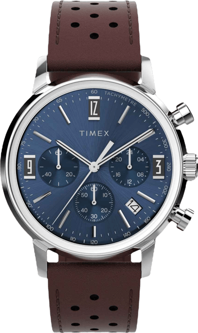 Men's Chronograph Brown Leather Watch, 40mm