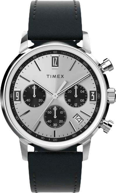 Men's Chronograph Black Leather Watch, 40mm