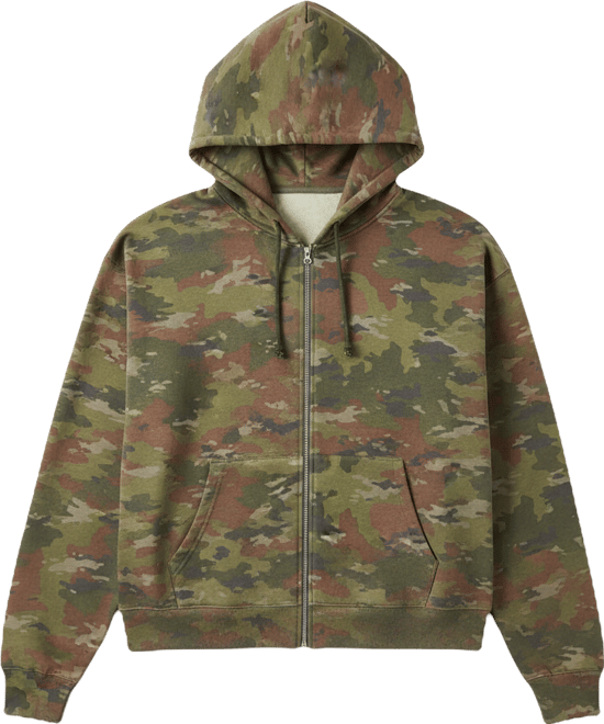 Men's Relaxed-Fit Cropped Full-Zip Hoodie