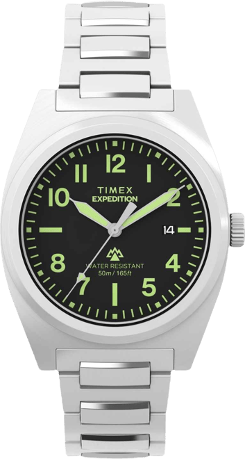 Men's Quartz Analog Silver-Tone Stainless Steel Watch, 39mm