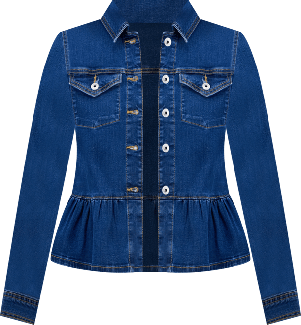 Petite Button-Front Peplum Denim Jacket, Macy's Exclusive