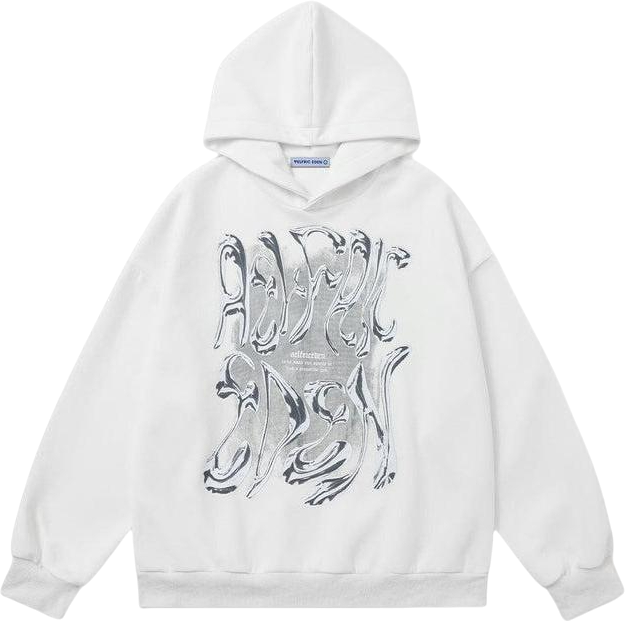 Women's Futuristic Liquid Metal Design Pullover Hoodie