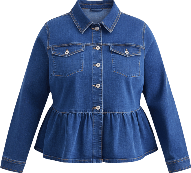Plus Size Denim Peplum Jacket, Macy's Exclusive