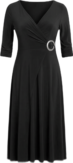 Petite 3/4-Sleeve Hardware Midi Dress
