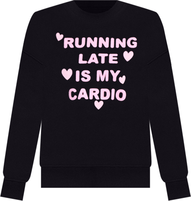 Juniors' Running Late Graphic Crewneck Sweatshirt