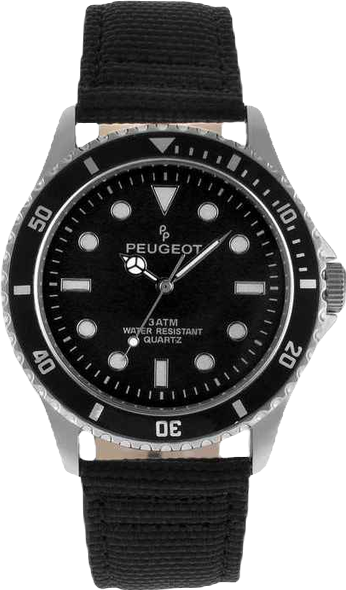 Men's 42mm Sport Bezel Watch with Black Dial and Canvas Strap