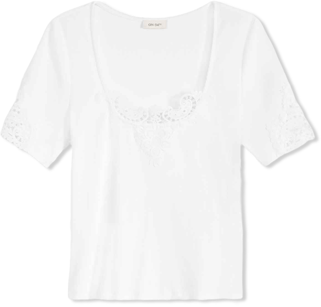 Women's Knit Short-Sleeve Lace-Inset Top, Macy's Exclusive