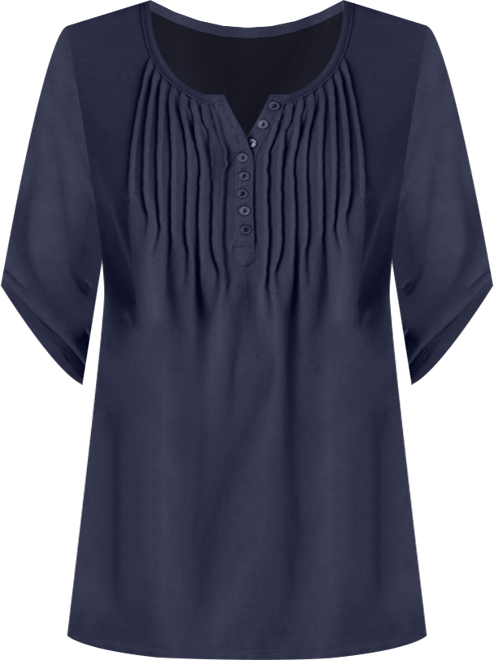 Women's Within 7-Day Three-Quarter Sleeve Pintucked Henley Tunic