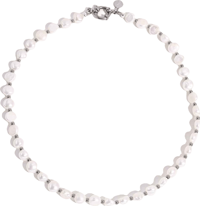 Chunky Pearl Silver Jean Necklace